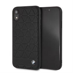 Чехол-Накладка BMW iPhone XR Signature Embossed hexagon Hard Leather, "Black" (BMHCI61HEXBK) - фото 25000