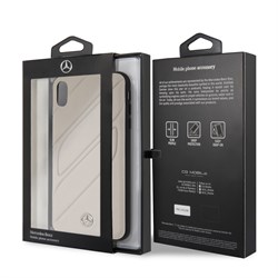 Чехол-Накладка Mercedes iPhone XS Max New Organic I Hard Leather, "Grey" (MEHCI65THLGR) - фото 25215