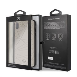 Чехол-Накладка Mercedes iPhone XS Max Twister Hard Leather, "Grey" (MEPERHCI65QGLGR) - фото 25271