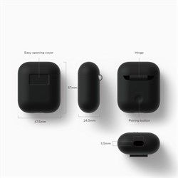 Чехол Elago для AirPods Silicone case (Чёрный) (EAPSC-BK) - фото 25467