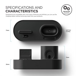Док-станция Elago для AirPods 3-in-1 Charging hub (Чёрный) (EST-TRIO-BK) - фото 25633