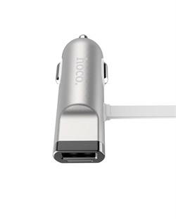 Автомобильное зарядное устройство Hoco UCL01 с кабелем Lightning+MicroUSB и доп. USB-входом - фото 7234