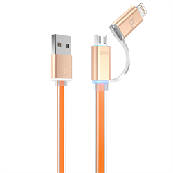 Кабель для iPhone/ iPad HOCO Lightning-USB + MicroUSB Data Jelly Metal 120cм - фото 7275