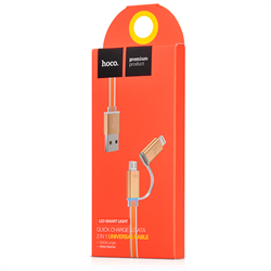 Кабель для iPhone/ iPad HOCO Lightning-USB + MicroUSB Data Jelly Metal 120cм - фото 7277