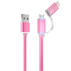Кабель для iPhone/ iPad HOCO Lightning-USB + MicroUSB Data Jelly Metal 120cм - фото 7281