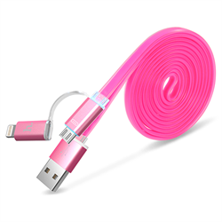 Кабель для iPhone/ iPad HOCO Lightning-USB + MicroUSB Data Jelly Metal 120cм - фото 7282