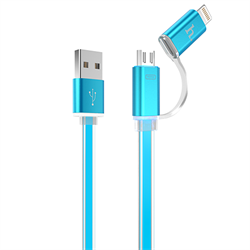 Кабель для iPhone/ iPad HOCO Lightning-USB + MicroUSB Data Jelly Metal 120cм - фото 7283