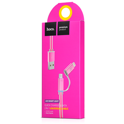 Кабель для iPhone/ iPad HOCO Lightning-USB + MicroUSB Data Jelly Metal 120cм - фото 7284