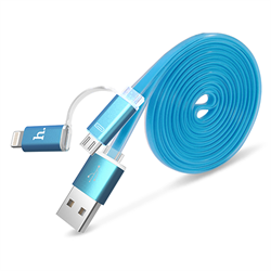 Кабель для iPhone/ iPad HOCO Lightning-USB + MicroUSB Data Jelly Metal 120cм - фото 7285