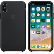 Оригинальный силиконовый чехол-накладка Apple для iPhone X, цвет черный  (MQT12ZM/A)