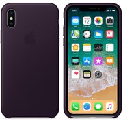 Оригинальный кожаный чехол-накладка Apple для iPhone X, цвет баклажановый  (MQTG2ZM/A)