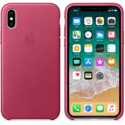 Оригинальный кожаный чехол-накладка Apple для iPhone X, цвет «Розовая фуксия»  (MQTJ2ZM/A)