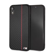Чехол-Накладка BMW iPhone XR M-Collection Carbon inspiration Hard PU, "Red" (BMHCI61CAPRBK)
