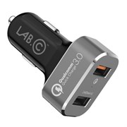 Автомобильное зарядное устройство LAB.C Dual Quick Car Charger. 2 USB разьема. Сила тока2,4А. Цвет: серый космос